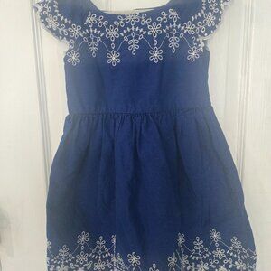 Gymboree  Girls Mommy And Me Eyelet Fit And Flare Dress - Blue Belle  4t